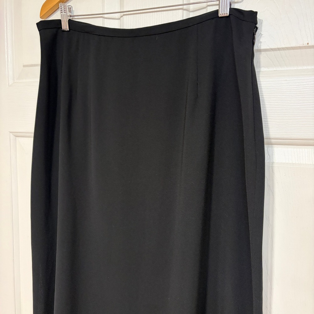 Isaac Hazan Vintage 90s Flowy Black Maxi Skirt Side Slit Union Made Womens 16 XL